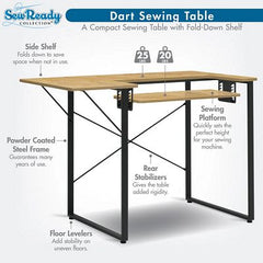 Dart Sewing Table w/ Folding Top Graphite/Ashwood