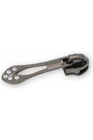 Size #5 Jeweled Tip Zipper Pull, Gunmetal - 1pk