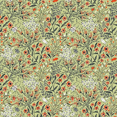 Whimsy - Poppies Green Yardage