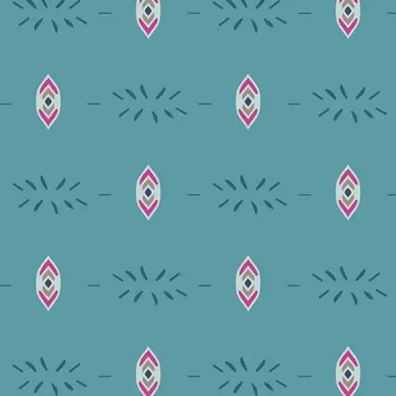 Art Gallery Fabrics Flower Child Collection - Flicker and Fade Blue - 100% Cotton Fabric