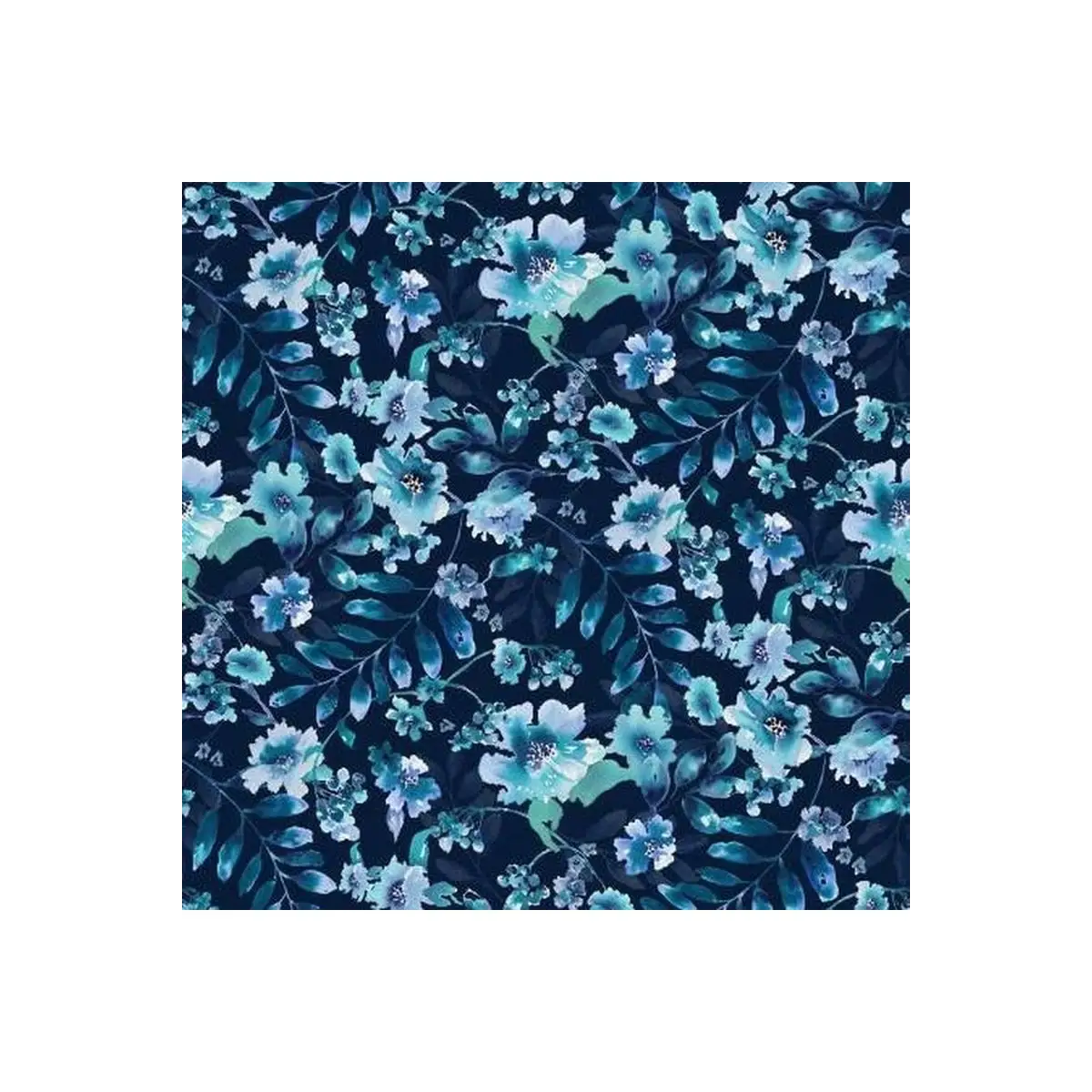 Midnight Sapphire Watercolour Large Floral