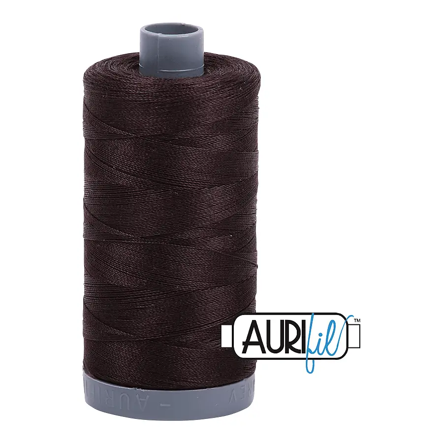 Aurifil Mako 28wt Cotton 750 m 820 yd. spool - 1130 Very Dark Bark