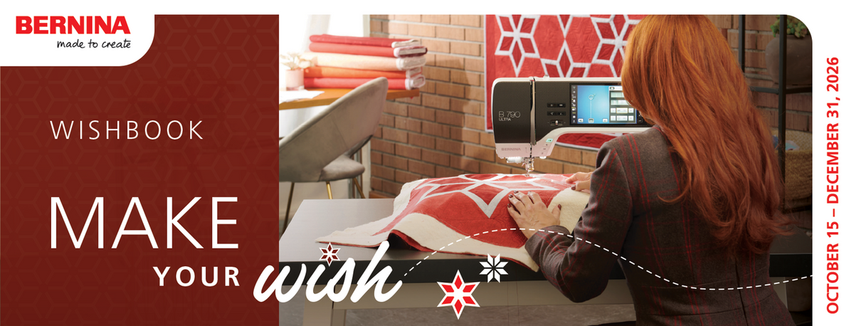 BERNINA Wish Book 2026 — holiday offers on BERNINA, bernette and Q-series longarm machines