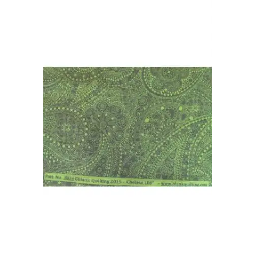 Fabrics, Blank Quilting Fabrics, Green Paisley, Green Collection - 8034