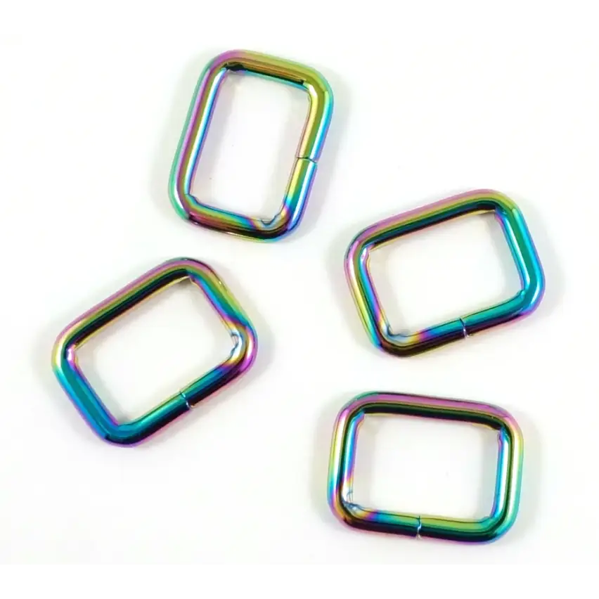 Emmaline Rectangular Rings 1 inch: (4 Pack) - Iridescent Rainbow - Notion