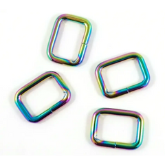 Emmaline Rectangular Rings 1 inch: (4 Pack) - Iridescent Rainbow - Notion