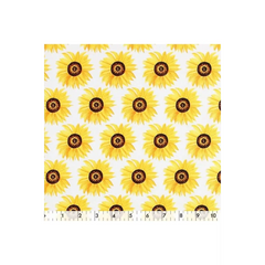 Fabric, White with Yellow Sunflower Heads