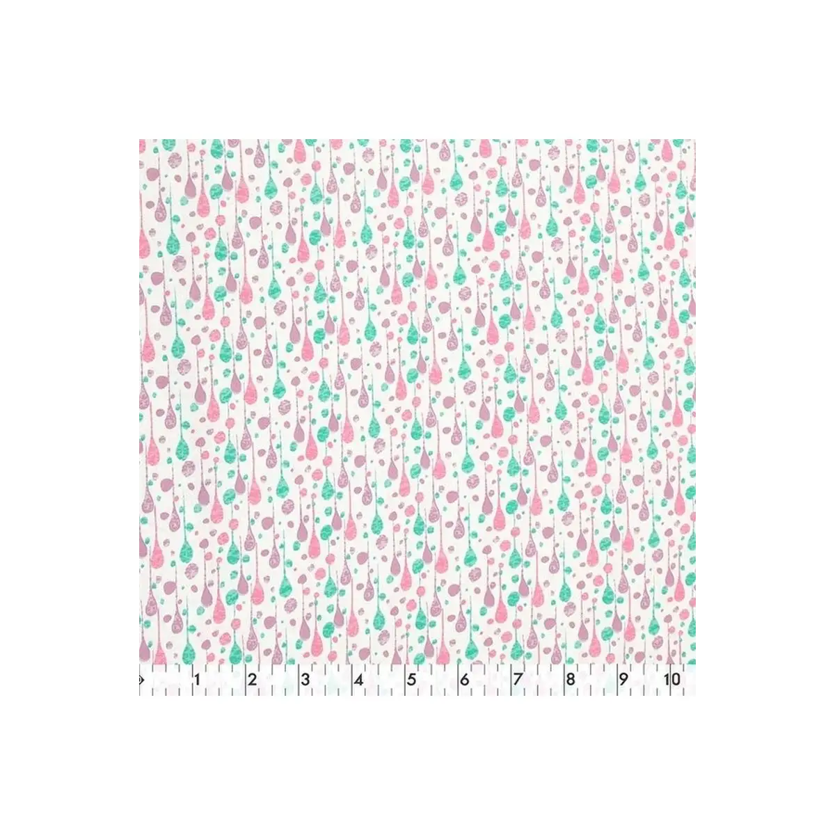 Fabric Creations, White with Pink, Purple and Blue Water Drops