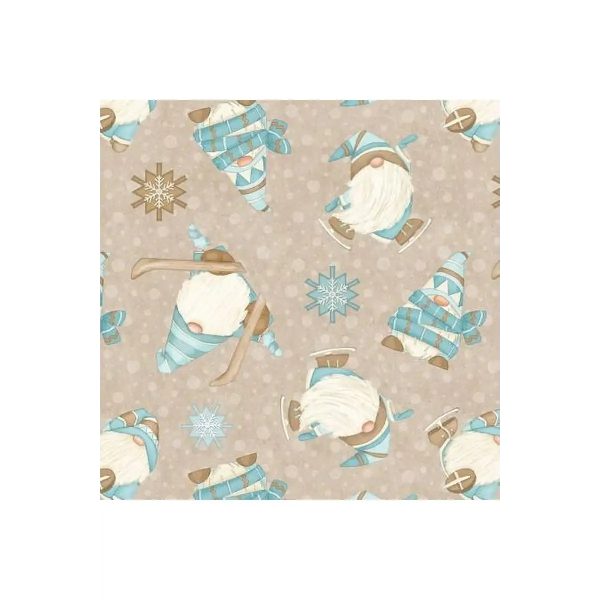 I Love Sn'Gnomies Beige Skiing Gnomes Flannel