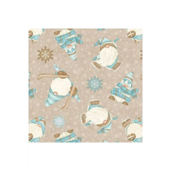 I Love Sn'Gnomies Beige Skiing Gnomes Flannel