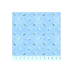 Fabric, Figo - Honey Bloom Little Bees, Blue - 90467-40