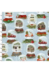 Fabric, 3 Wishes Fabric, A Christmas To Remember, Transport Globes - 19526-Blue