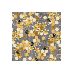 Fabric, Henry Glass Bloomin' Poppies Blue Bees - 2735-11