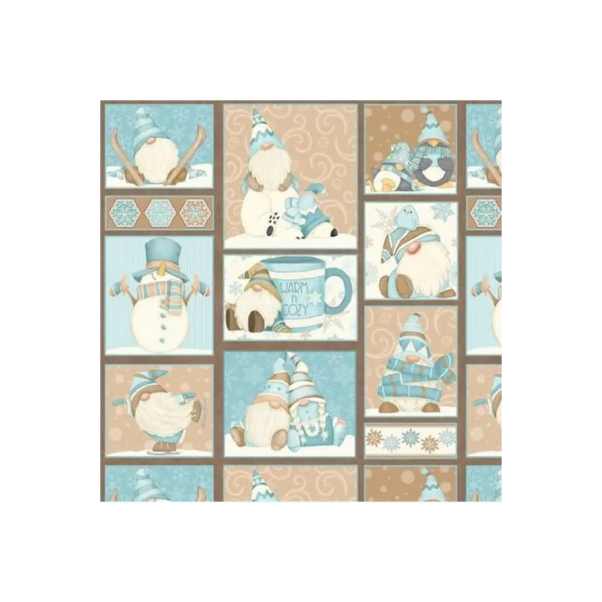 I Love Sn'Gnomies Aqua Gnome Patchwork Flannel