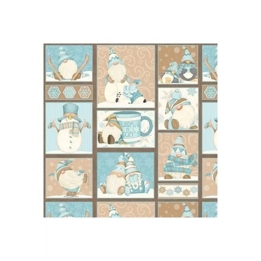 I Love Sn'Gnomies Aqua Gnome Patchwork Flannel