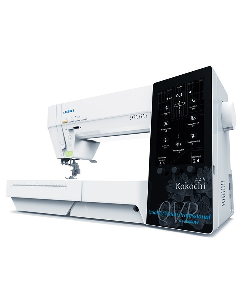 Sewing machine with digital display on a white background