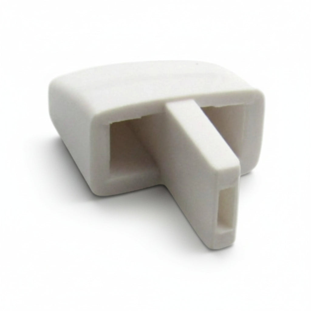 White plastic clip on a white background