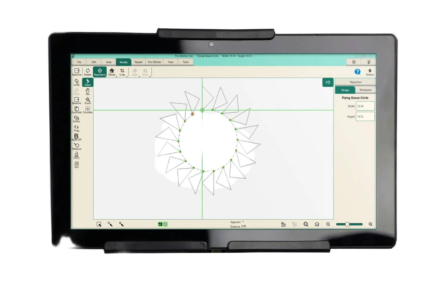 Digital drawing tablet with software interface on a white background