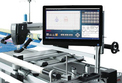 Industrial machine with a monitor displaying software interface on a white background