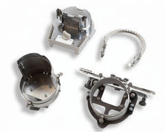 Set of mechanical components on a white background
