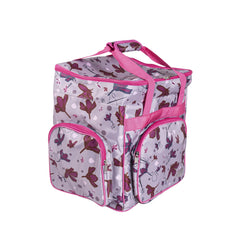 Tutto Serger Accessory Bag Rose Gray with Pink Daisies with Pink Trim