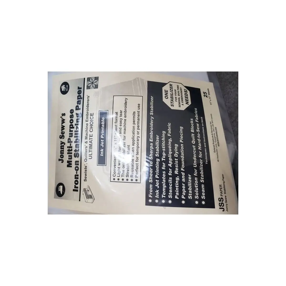 Jonny Seww 50 Stabilizer Sheets 8.5" x 11"