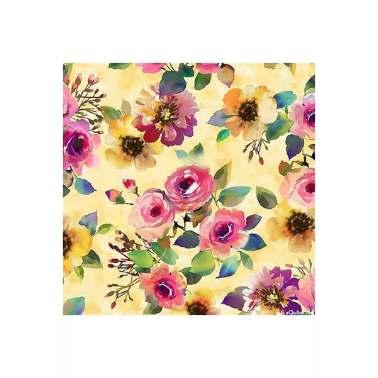 Fabric, Michael Miller Fabrics, Floral Fancy - Delicate Breeze Yellow