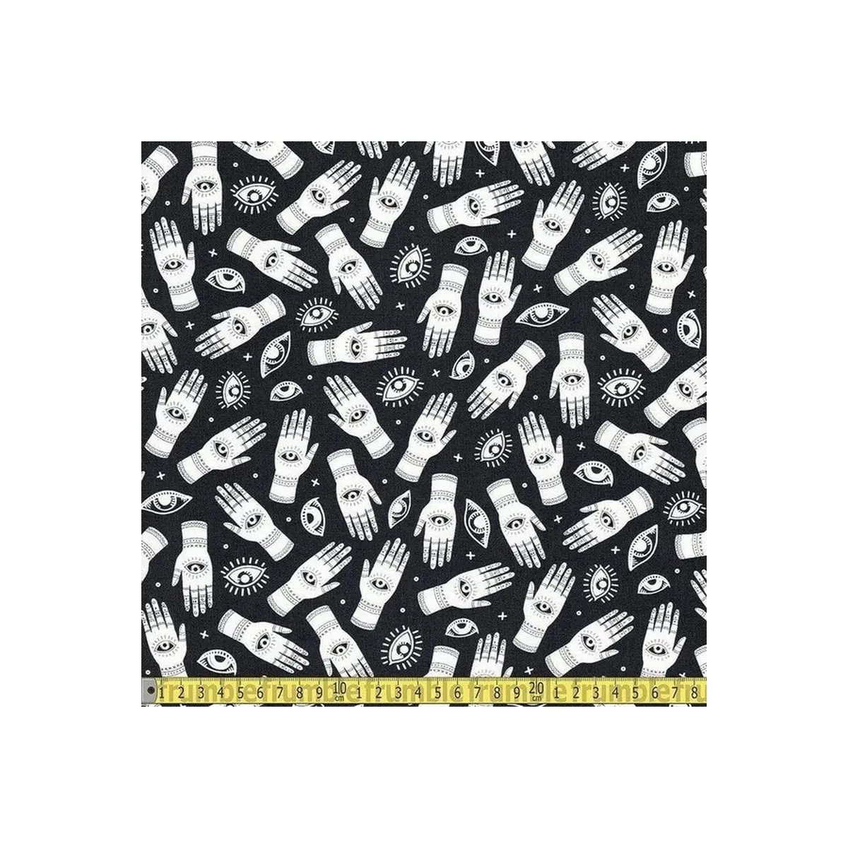 Fabric, When Stars Align Palmistry Charcoal - Michael Miller Fabrics