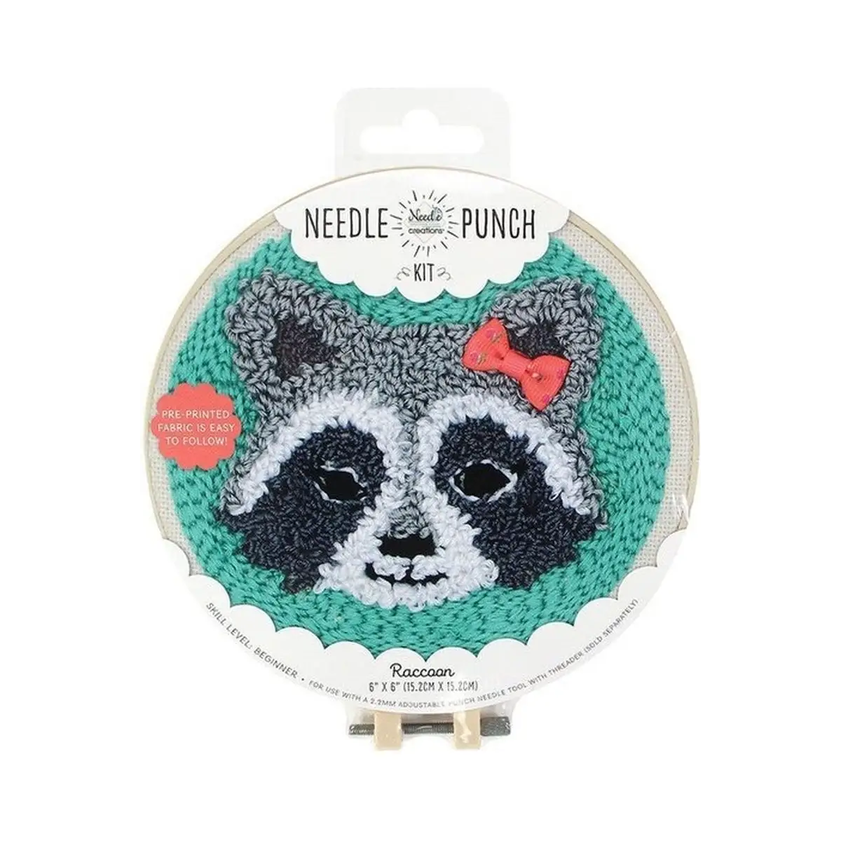 NEEDLE LICIOUS Needle Punch Kit 15.2 x 15.2 cm 6" x 6" - Raccoon