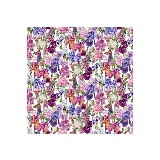 Fabric, Northcott - Deborah's Garden, LG Packed Floral White - DP25590-10
