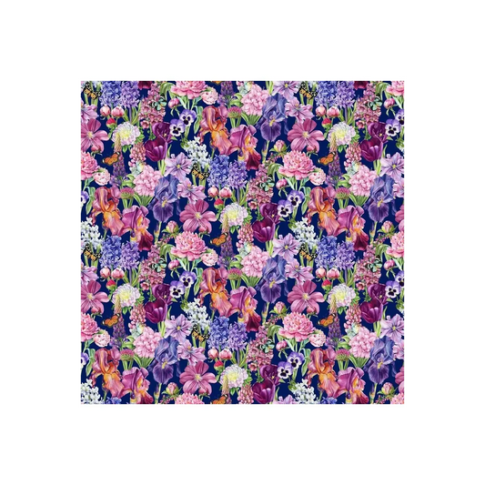 Fabric, Northcott - Deborah's Garden, LG Packed Floral Navy - DP25590-49