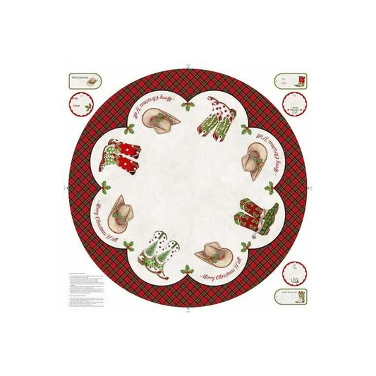 Howdy Christmas Cowboy Christmas Tree Skirt Panel - DP24611-11