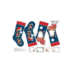 SANTA STOP HERE NAVY MULTI STOCKING PER PANEL