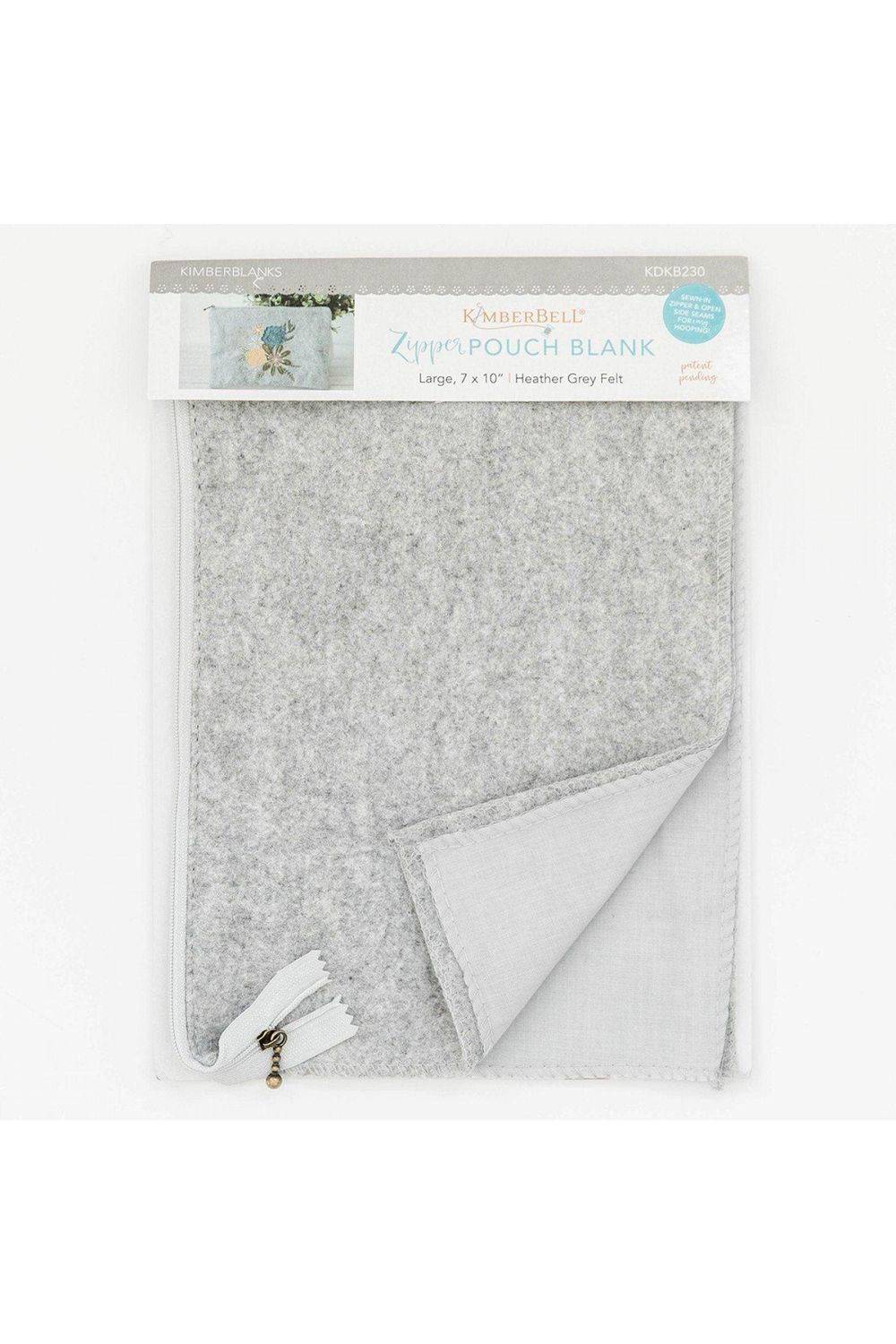 Kimberbell Zipper Pouch Blank - Heather Grey Felt