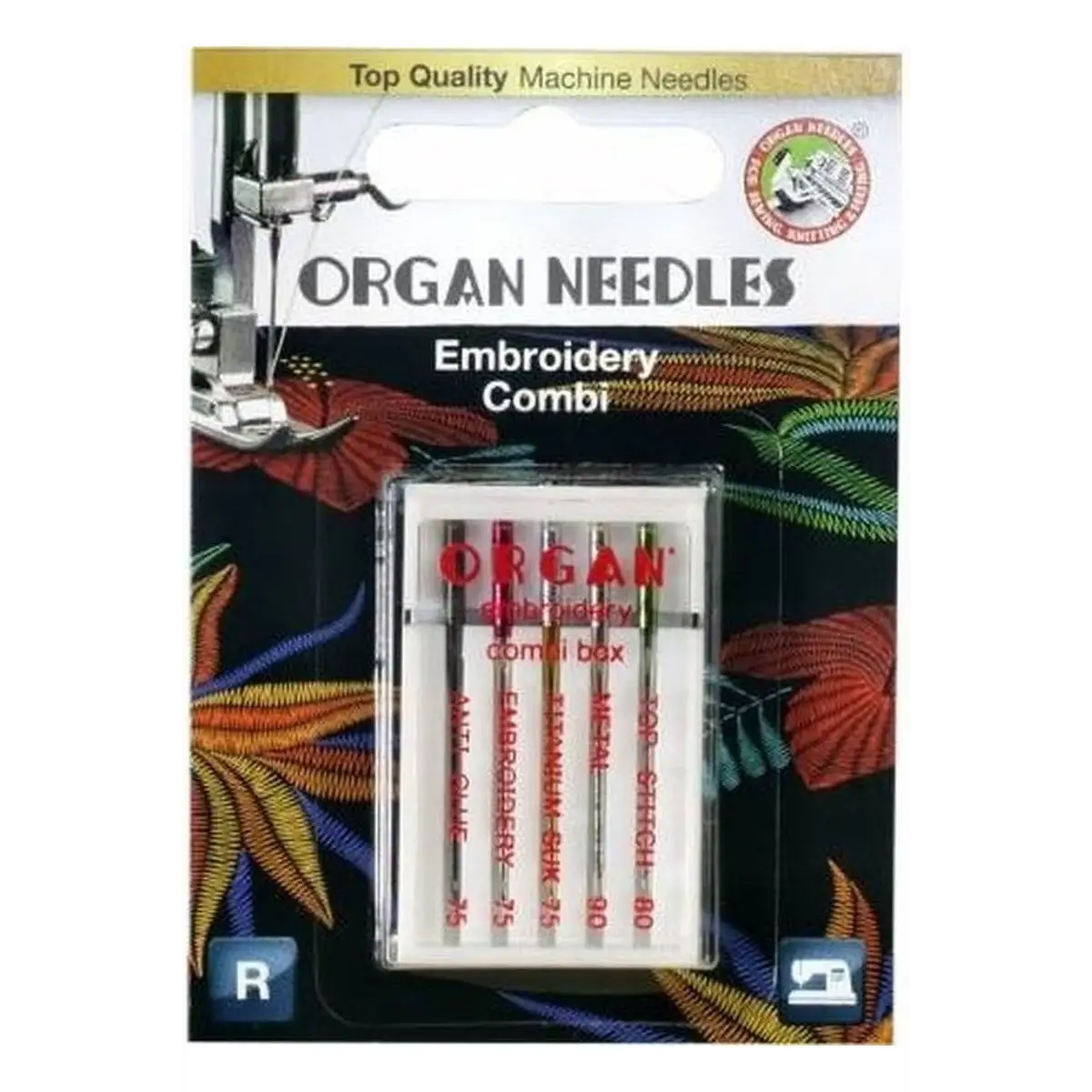 Needles Organ Embroidery Assorted Sizes 5pk