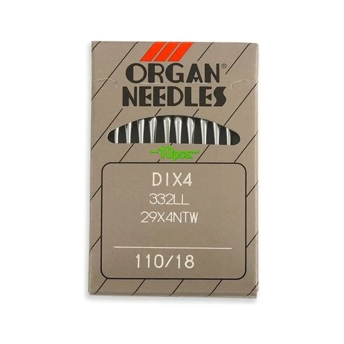 Organ Brand Industrial Machine Needles - System: 29x4NTW, DIx4, 332LL - 10/Pack