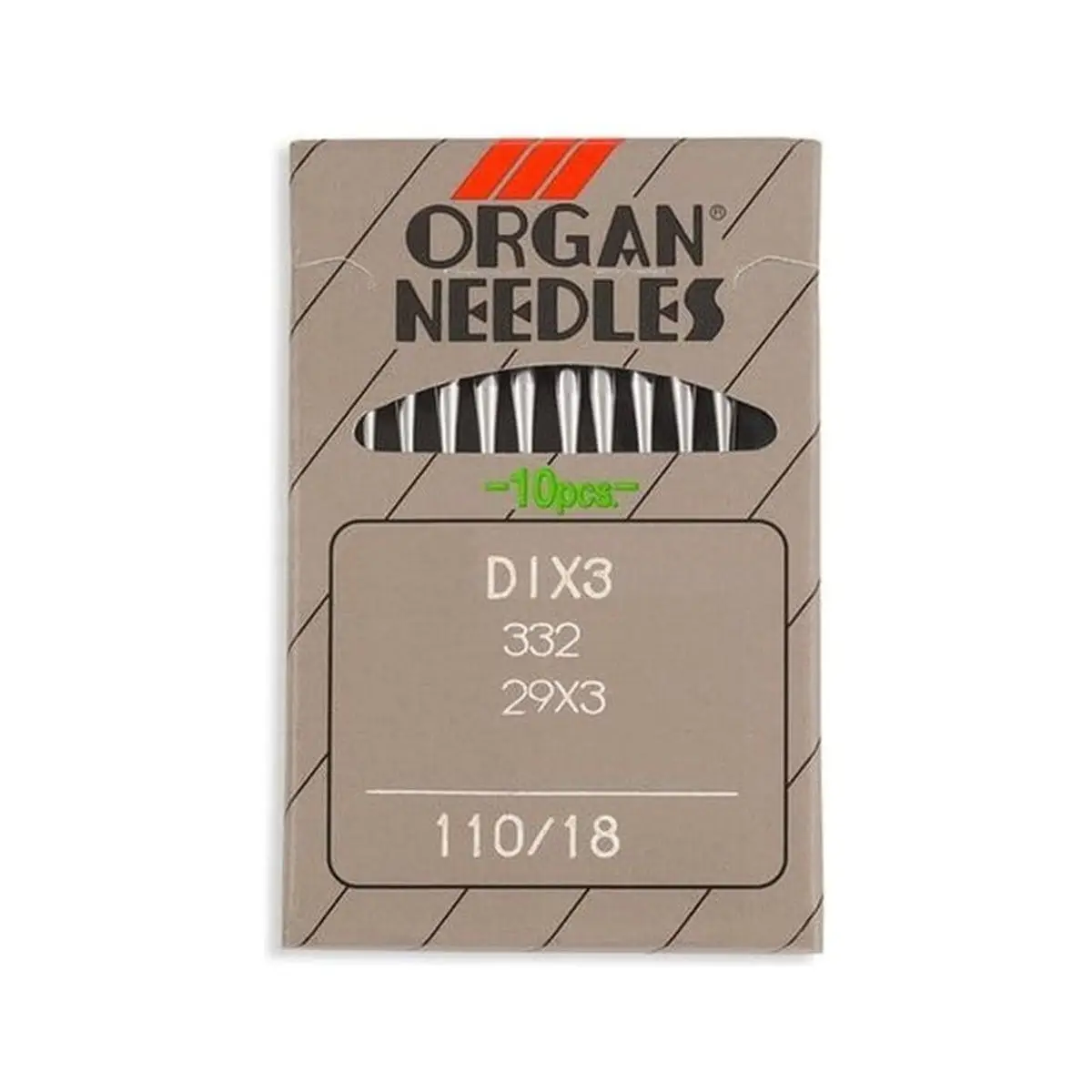 Organ Brand Industrial Machine Needles - System: DIx3, 332, 29x3 - 10/Pack