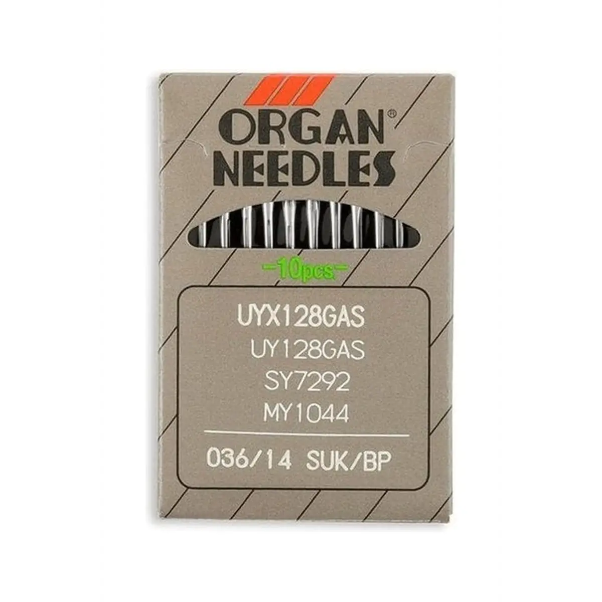 Organ Brand Industrial Machine Needles - System: UYx128GAS, UY128GAS, SY7292, MY1044 - 10/Pack