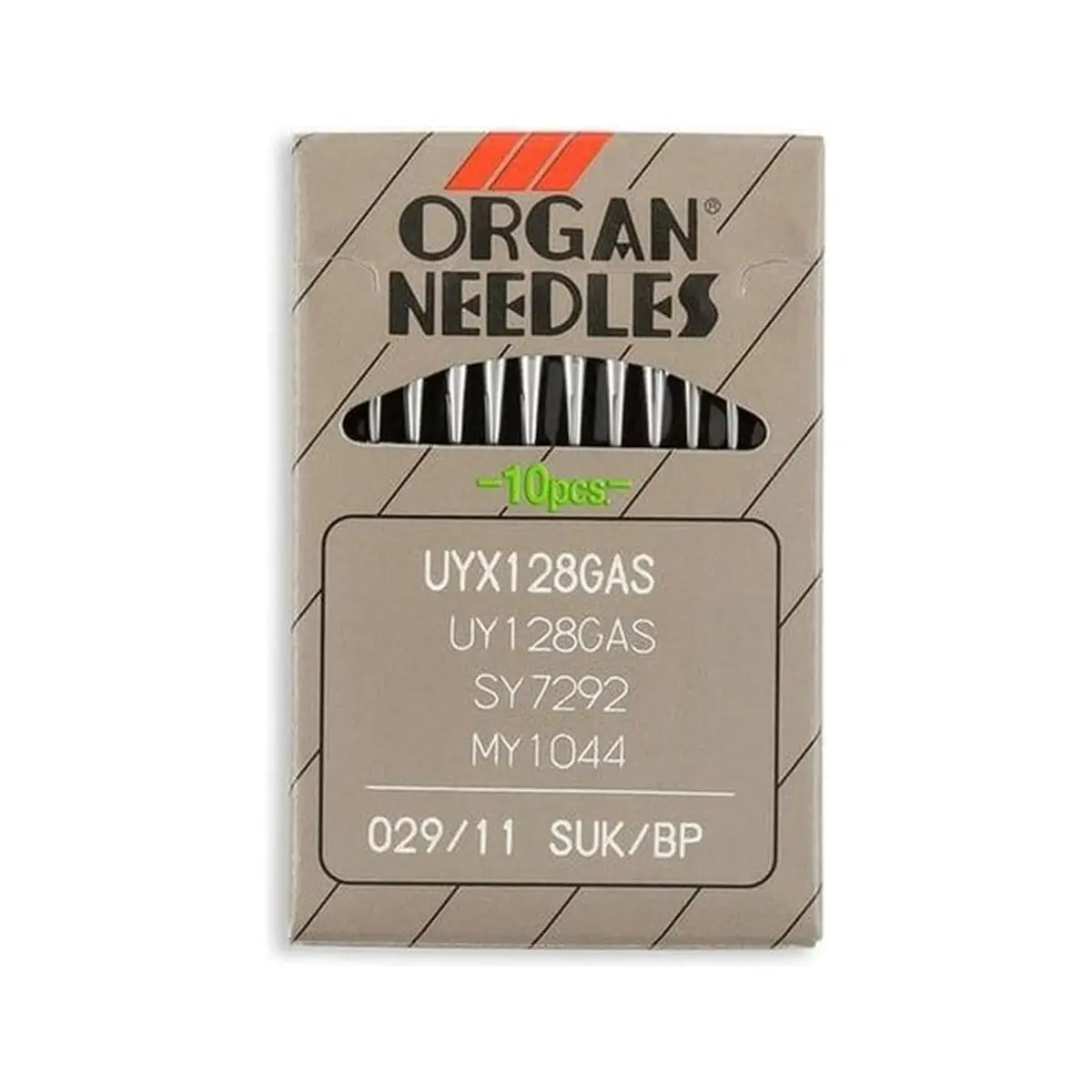 Organ Brand Industrial Machine Needles - System: UYx128GAS, UY128GAS, SY7292, MY1044 - 10/Pack
