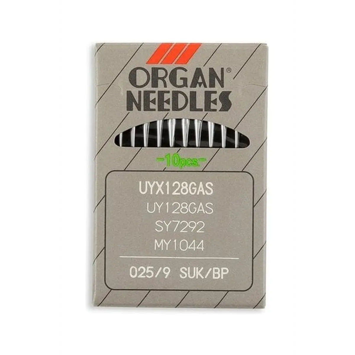 Organ Brand Industrial Machine Needles - System: UYx128GAS, UY128GAS, SY7292, MY1044 - 10/Pack