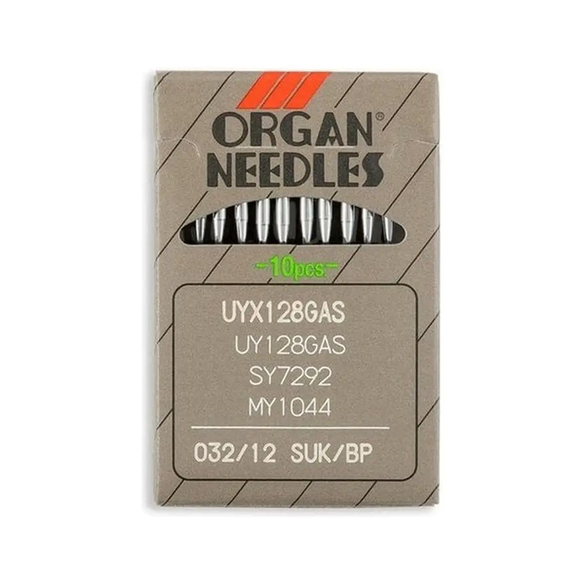 Organ Brand Industrial Machine Needles - System: UYx128GAS, UY128GAS, SY7292, MY1044 - 10/Pack