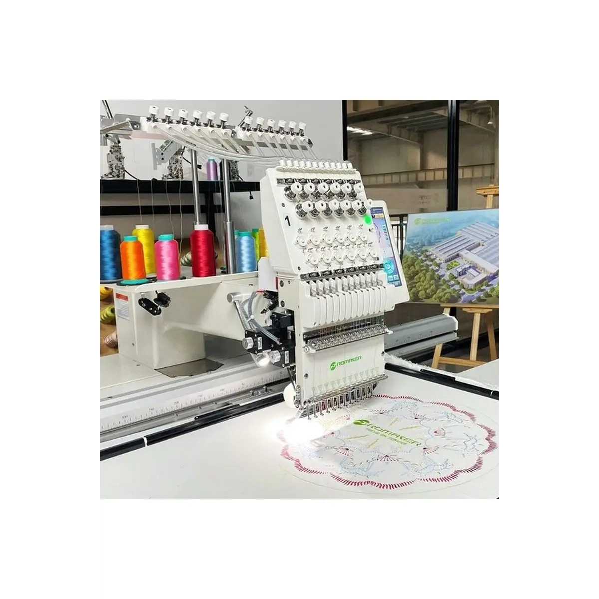 Promaker M-1501 Single Head 15 Multi Needle Embroidery Machine, Incl Optional Accessories & Stand