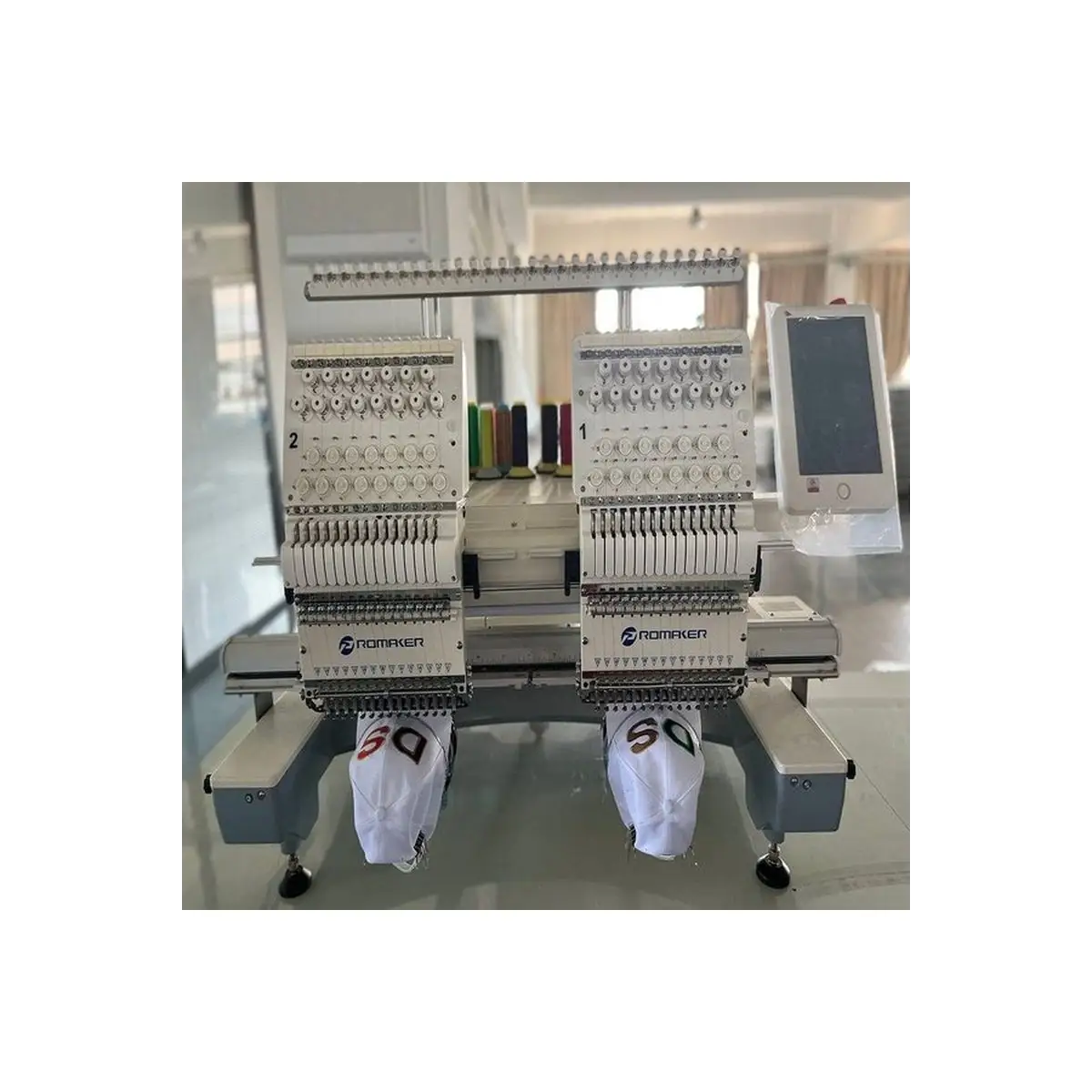 Promaker M-1502 Twin Head 15 Multi Needle Embroidery Machine, Incl Optional Accessories & Stand