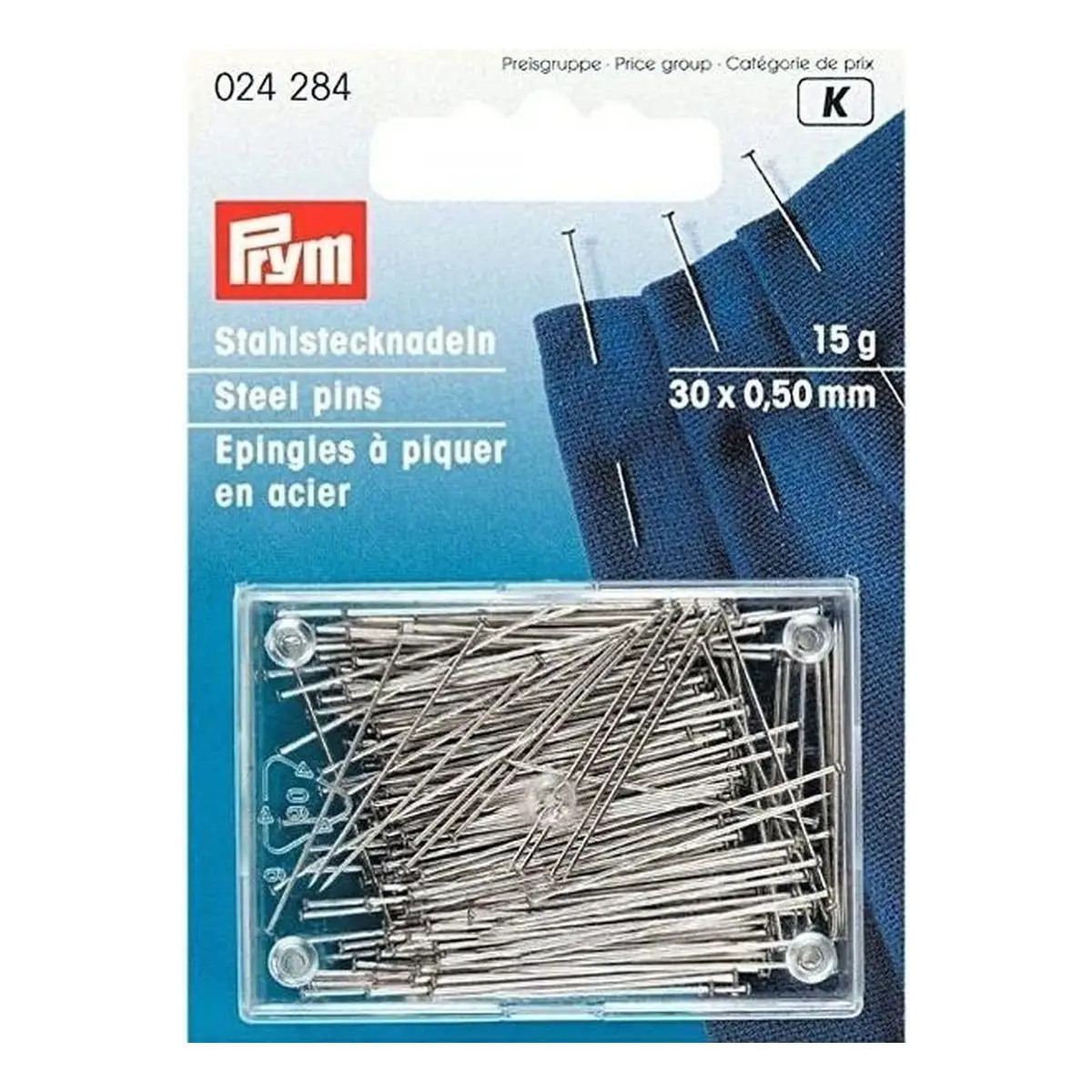 Prym Pins 0.50 x 30mm silver 15g with box