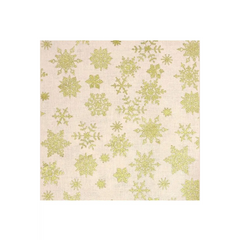Fabric, Siltex, Metallic Christmas Snowflakes - Red, green, cream