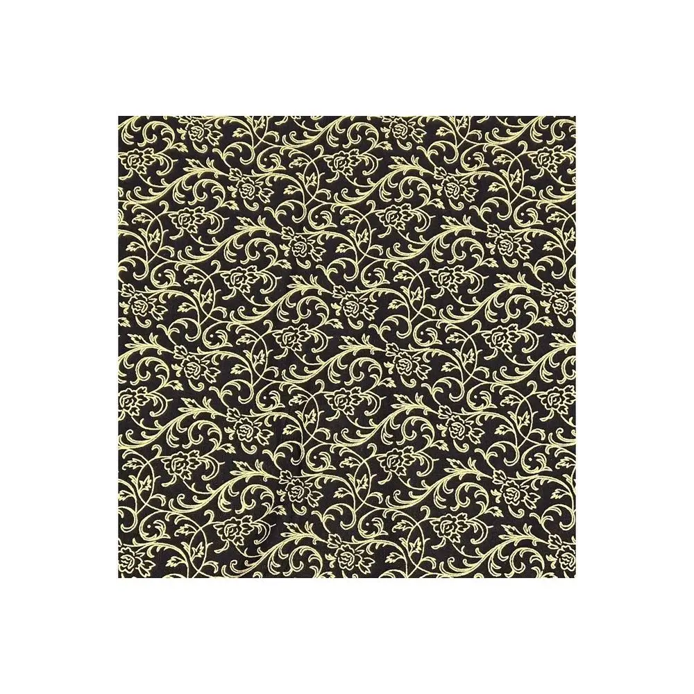 Fabric, Siltex, Metallic Christmas Vines - Red, cream, black - ST-METL
