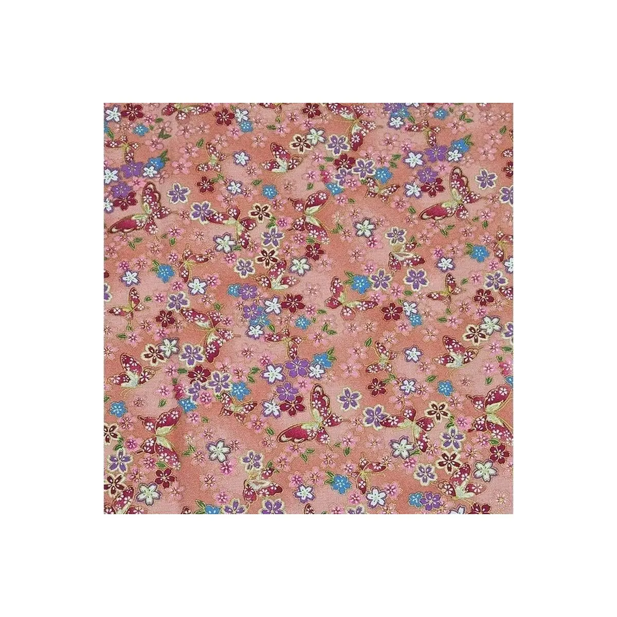 Metallic Cotton Blossoms and Buterflies Pink - 14-3000-0295
