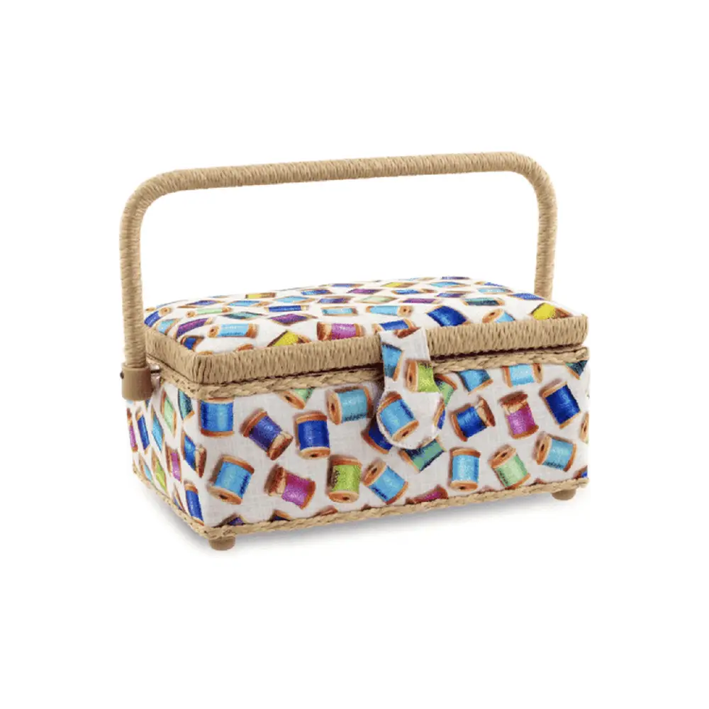 Small "Spools" Sewing Basket 9 1/4" x 6 1/4" x 4 1/2"