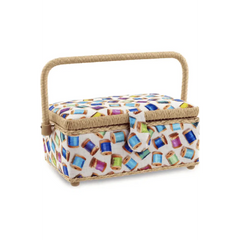 Small "Spools" Sewing Basket 9 1/4" x 6 1/4" x 4 1/2"