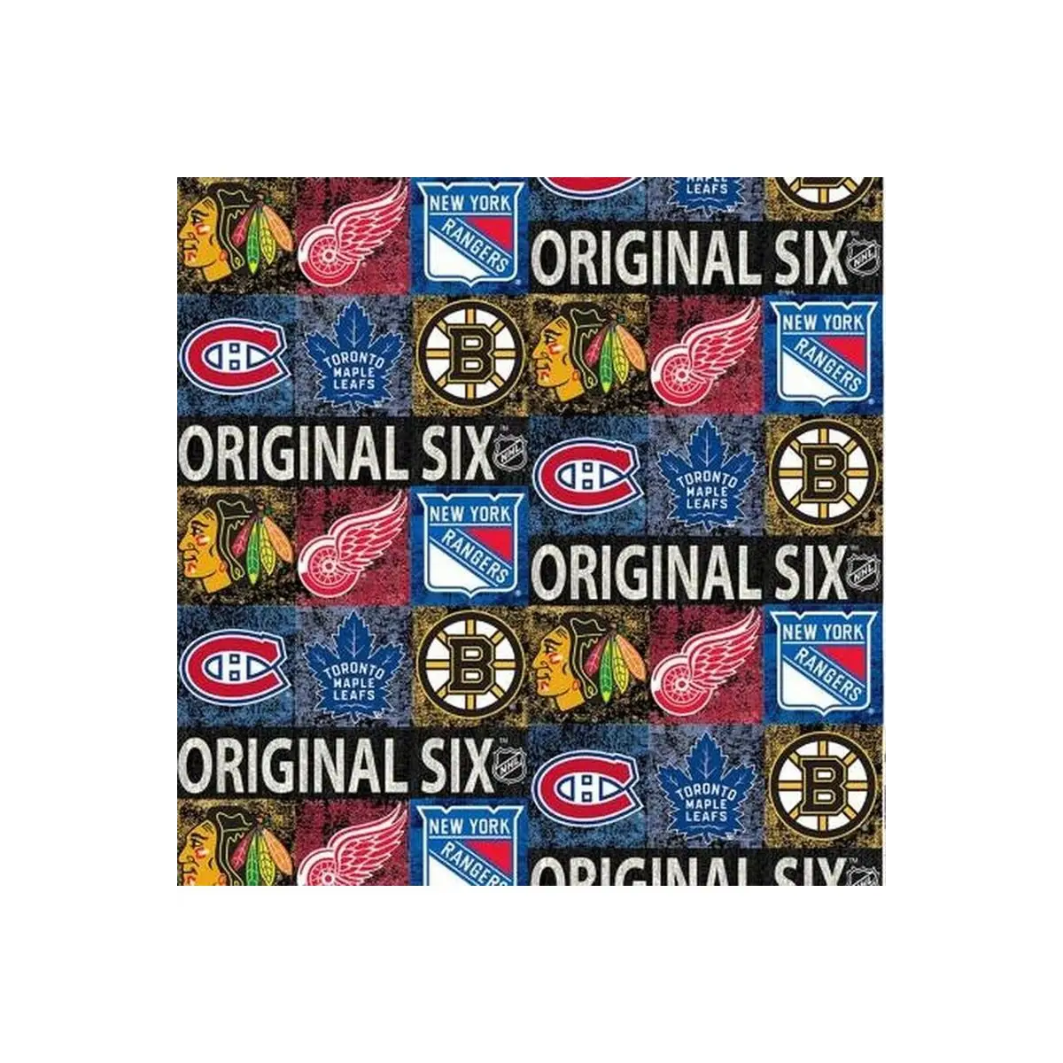 NHL Original Six Distressed Logo Allover Cotton